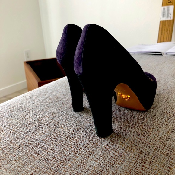 Shoes - Suede Prada Navy and Black Pumps